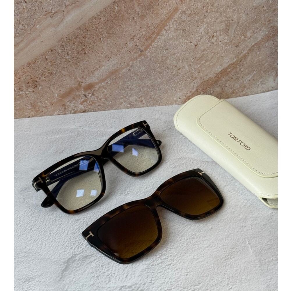 Tom Ford Tortoiseshell and Brown Gradient Lens Sunglasses with Cream Case